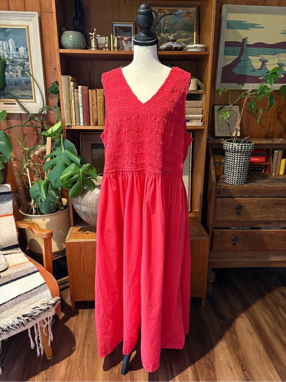 Lèa Ruched 100% Cotton Maxi Dress 2X NWT